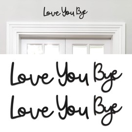Gjinxi 2 Set Love You Bye Wood Signs Wall Decor, Black Modern Home Decor Unique Wooden Entryway Hallway Wall Art Decorations, Express Love and Warmth Family Sign, Hallway Valentine Home Decorations