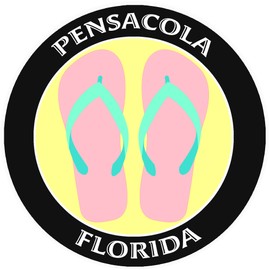 Athena Brands Flip Flops Pensacola Florida - Car Truck Window Bumper Graphics Sticker Decal - Black