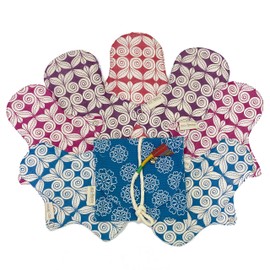 South India "Eco Femme" Cloth Napkins Washable Organic Cotton (Unbleached Skin) - Full Cycle Kit (7 Pieces + 1 Carry Pouch Included) GOTS Certified