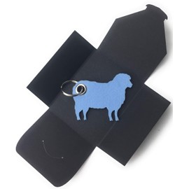 Felt Key Fob, Sheep/Lamb/Animal, Ice Blue, Key Chain/Suitcase Tag and Special Gift with Eyelet and Key Ring, Made in Germany, neutral