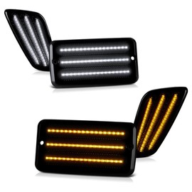 VIPMOTOZ Switchback Sequential Dual Function Turn Signal Daytime Running Lights Side Marker Compatible With 1997-2006 Jeep Wrangler Chrome Housing Smoke Tinted Lens Left+Right Side 4 Piece Set