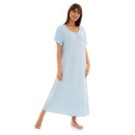 Suzy & Me Ladies Long Plus Size Luxury Soft Touch Jersey Nightshirt (BLUE DOT 22-24)
