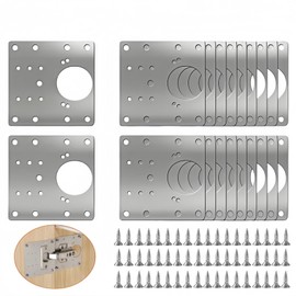 20PCS Upgraded Cabinet Hinge Repair Plate Kit: FOGZUVR Durable Door Hinge Mounting Plate Stainless Steel, Large Cabinet Fix Board with Screws for Kitchen Cabinet, Cupboard Doors and Furniture