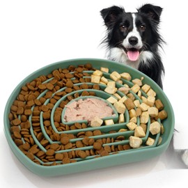 Slow Feeder Dog Bowls, Silicone Puzzle Feeder, Anti-Choking Maze Dog Food Bowl with Non-Slip Suction Cup for Large & Small Breeds, Fast Eating Prevention, Boredom and Anxiety Reducer