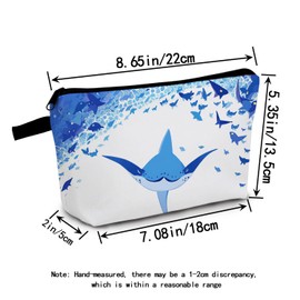 MoCaliduccious Whimsical Dolphin Cosmetic Bag Ocean Blue Cartoon Printed Design Travel Organizer for Beach Vacation Essentials Unique Gift Idea for Ocean Lovers/Birthdays