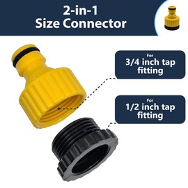 Pipestation Hose Tap Connector 2 Pack - Hose Pipe Connector BSP Threaded Fittings for 3/4 inch & 1/2 inch Tap Adaptor - Garden Hose Connector for Hosepipe - Tap Hose Connector Hozelock Compatible