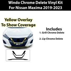 BOGAR TECH DESIGNS Grille Front Bumper Chrome Delete Sticker Decal Vinyl Film Replacement Compatible with Nissan Maxima 2019-2023, Gloss Black