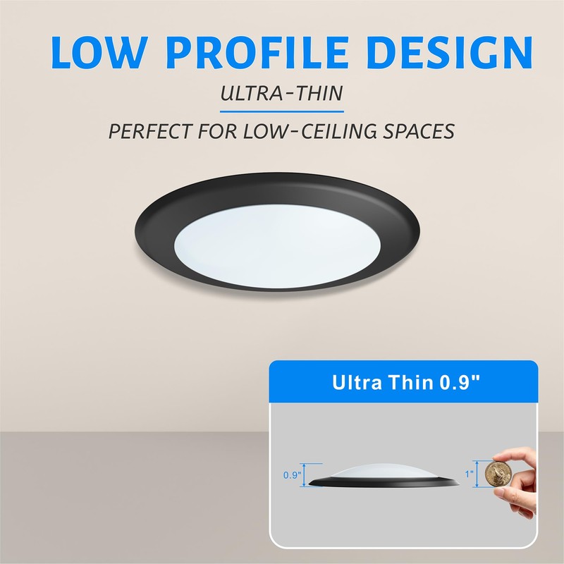 ECOELER 5/6" LED Flush Mount Disk Light, 16.5W 1000Lm, 5000K