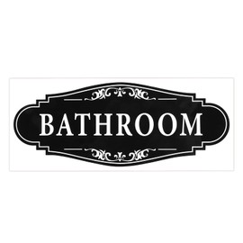 Bathroom Stickers for Door Bathroom Signs Decor 9.25 X 3.7 Inch Bathrooms Sign Stick on Self Adhesive Waterproof Bathrooms Wall Stickers Signs for Business Office Home Shop
