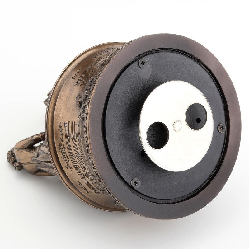 Bronzed Mozart Playing Piano Spinning Music Box