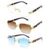 Hycredi Rimless Rectangle Sunglasses Men Women Retro Frameless Square Shade