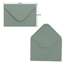 A7 Sage Green Envelopes 5 x 7 Inch, 50 Pack V-flap Water Gummed, 120gsm Thick Paper Made, Blank Size 5.25 x 7.25 for Greeting Cards, Invitations, Wedding, Personalize Gift, Announcements, Photos