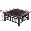 Saicool Outdoor Fire Pit 32-inch Wood Burning Pit Square Metal