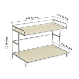 Ordinique 2-Tier Metal Countertop Storage Rack for Perfume, Cosmetics, Makeup, Skincare, and Bathroom Vanity Organizer (Cream)