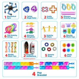 50Pcs Fidget Toys Pack, Sensory Toys Gift for Boys Girls, Stress Anxiety Relief Squishy Fidget Spinners Toy for ADHD Autism Autistic Birthday Gift for Kids Adult