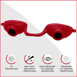 Super Sunnies Flex UV Eye Protection, FDA Compliant Tanning Bed Goggles, Red Light Therapy Glasses - Red