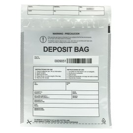 Plastic Deposit Bags 100 Pack Clear 9''x 12'', Security Bank Deposits Bags,Cash register bags,Money bag for Cash,Bank Pocket,Tamper-Evident Bags,Unique Barcode