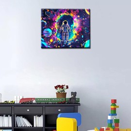 Great Astronaut by Numbers for Adults Kids Beginner,Magical Universe DIY Acrylic Watercolor Paint by Number for Adults Beginner and Kids 16x20 inch Painting Craft On Canvas Home Decor(Without Frame)