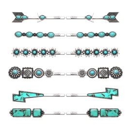 Hair Pin for Women Western Turquoise Hair Clips Decorative Bobby Pins Southwestern Country Cowgirl Bobby Pins Howdy Retro Hairpins Boho Hair Accessories (12pcs)