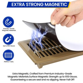 Seatern Magnetic Vent Covers, Extra Strong Magnets, 5.5" x 12" (4 Pack) Ultra Thick 60mil, Complete Seal, Air Vent Covers for Home Floor, Ceiling, Wall Registers, HVAC, AC, RV, and Heater Vents