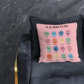 Nogrit Counseling Office Must Haves Throw Pillow Cover, Calming Corner, Mental Health Pillowcase Decor for Home Kids,Mental Health Counselor Gifts, Calming Corner Pillow Covers 18x18 Pink