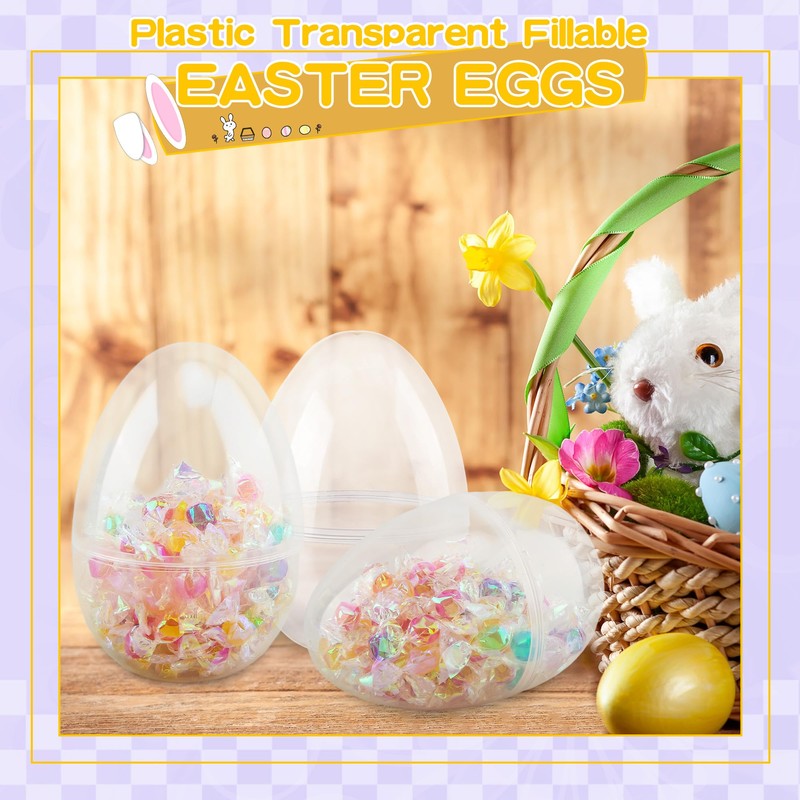 36 Pcs 6 Inch Transparent Easter Eggs Plastic Easter Eggs
