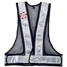 Kachiboshi S-04 Flash Safety Vest (Width 2.4 inches (6 cm) Navy Blue Fabric x Silver Tape