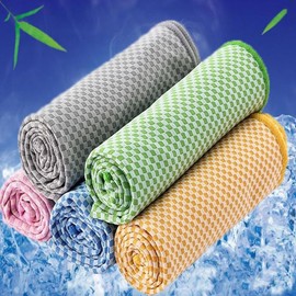 Factory Supply Plaid Cooling Ice Towel for Heatstroke Prevention & Outdoor Activities (Marathon Ready) 30x100cm + PVC Barrel/Light Gray 15ea