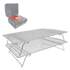 Second Rack for Traeger Ranger, 2 Pack Stainless Steel Smoker Accessory to Increase Cooking Space, Traeger Accessories for PB150 Navigator, PB150, Z Grills 220A, Rib Rack for Grilling & Smoking