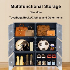 SDADI Shoe Rack, 24 Pair Expandable Plastic Shoe Storage Cabinet with Doors for Closet, Free Standing Shoes Organizer for Entryway, Hallway, Bedroom, Black