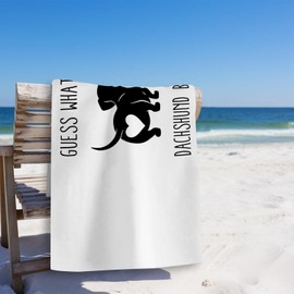 Tzhim Dachshund Beach Towel, Weiner Dog Pool Towels, Funny Dachshund Sand Towel Large Bath Towels Gifts for Dachshund Lovers, Dachshund Gifts for Women, Weiner Dog Gifts, Doxie Gifts, 29x60in