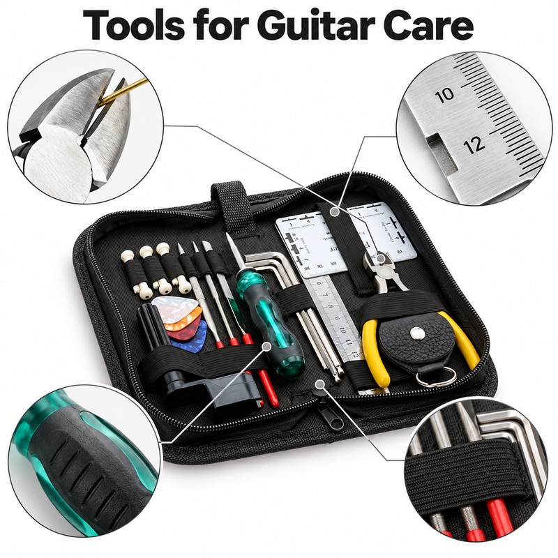 25/30-Piece Guitar Repair Tool Kit – Multi-Functional Guitar Maintenance Toolbox