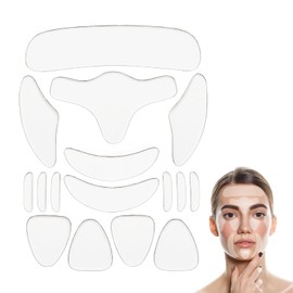 Silikonpflaster Falten – Anti Falten Pflaster für Gesicht & Dekolleté Wiederverwendbare Silikonpflaster gegen Stirn-, Augen-, Mund- & Wangenfalten, Inkl. Hals-Pflaster (16 Stück)