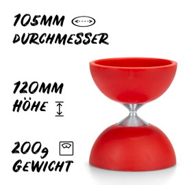 Diabolo Freizeitsport Juggling Set Basic (Red) - Diabolo with Aluminium Handsticks, Replacement Cord, Instructions. Perfect for Children, Beginners & Beginners