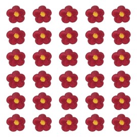 PATIKIL 30 Pcs Flower Iron on Patches, Embroidered Sew on Applique Repair Patch for Backpacks Clothing Shoes Hats DIY, Burgundy