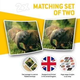 Square Stickers (Set of 2) 7.5cm - Baby Elephant Wild Animal Laptop Tablet Luggage Scrapbook #13014