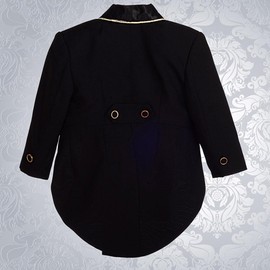 Lito Angels Baby Boys Tuxedo Wedding Suits & Blazers, 5 Pieces Formal Outfit Set with Gold Jacquard Waistcoat, Age 12-18 Months, Black