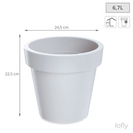 Prosper Plast Lofly Flowerpot, 24.5 x 22.5 cm, White, 24.5x24.5x22.5 cm
