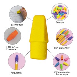 BAZIC Products Neon Eraser Top, Latex-Free Pencil Top Erasers with Arrowhead Caps, Non-Toxic Erasers for Kids, Students, Teachers, Classroom, Art, Homework & School Supplies, 50/Pack, 2-Pack