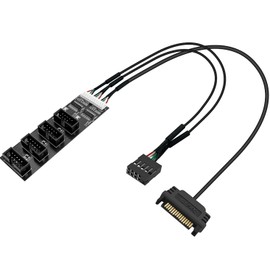 HOXIBSL Internal USB 2.0 Hub Header Splitter with SATA Powered Cable,4 Ports Motherboard Extension Splitter for WiFi Receiver, Fans, and RGB Light