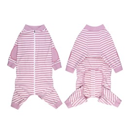 Large Dog Clothes Dog Pyjamas Flexible Zipper Striped Dog Jumpsuit Costume Clothing for Medium Dogs Large Dogs (8, Pink)