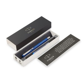 Parker Vector Fountain Pen | Blue with Chrome Trim | Fine Nib | Blue Ink | Gift Box