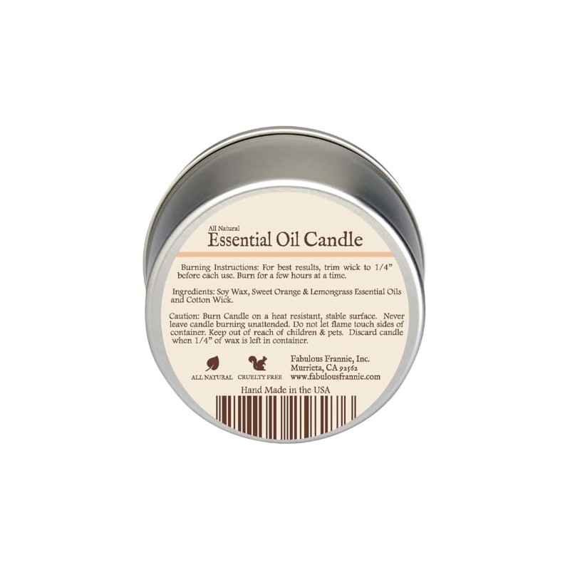 Fabulous Frannie Citrus Lover's All-Natural Soy Candles Cotton Wick High