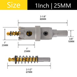 LCubro 1" (25mm) Hole Saw Heavy Duty Carbide 2-Pack Tungsten Carbide Tipped Hole Cutters cuts Stainless Steel, mild Steel, Iron, Copper, Brass, Plastic Titanium-Plated Pilot Drill Bits