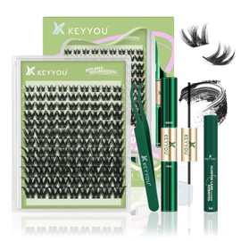 KEYYOU Pestañas Postizas Kit Completo Angel Plus Extensión de Pestañas DIY Es Adecuado para Todos Los Tipos de ojos 108 Pieza Pestañas Postizas Suaves y Naturales 8-18MIX D Curl(KIT-Angel Plus)