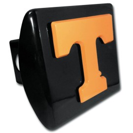 university of tennessee orange emblem on black trailer hitch cover usa made