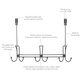 Spectrum Diversified Wilson Door 3-Hook Rack for Bedroom, Bathroom, or Entryway Storage, Industrial Gray