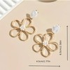 Hollow Flower Pearl Earrings for Women Elegant Dangle Drop Jewelry