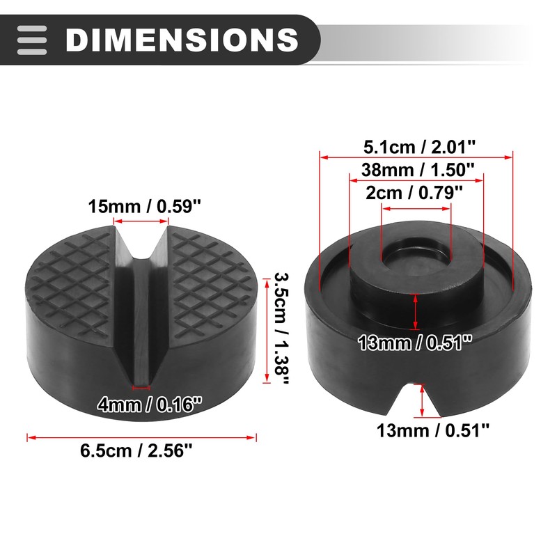 Motoforti Universal Jack Pad, Rubber, Black, 2 Pcs