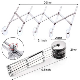 Odowalker 5 Wheel Pastry Cutter Pizza Cutter with Stainless Steel Double Cutter, Set of 2 Pizza Slicer Multi-Round Pastry Knife for Pizza Pies Waffles Dough Cookies